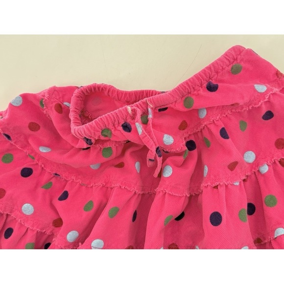 Mini Boden Girl's Pink Polka Dot Corduroy Tiered Ruffle Skirt Size 3-4 Years - Picture 8 of 9
